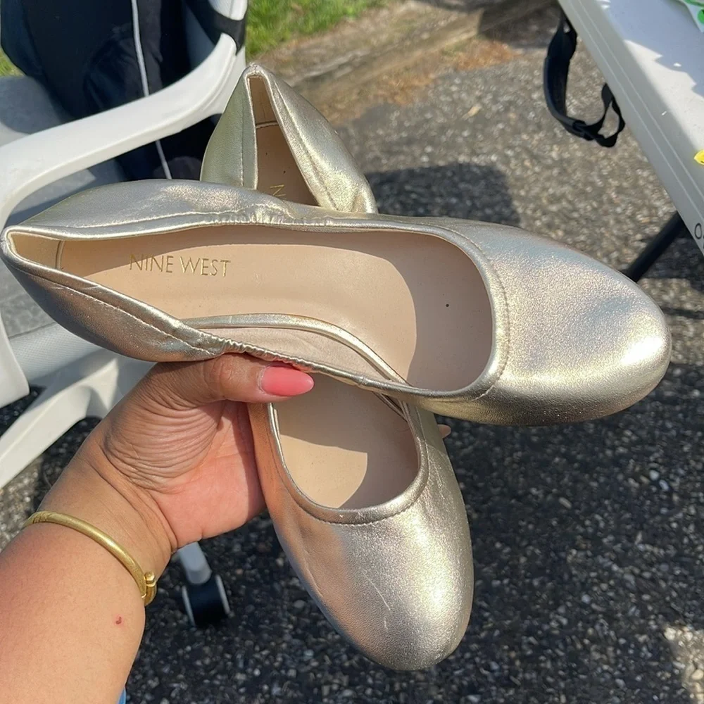 Nine West gold mini heels
